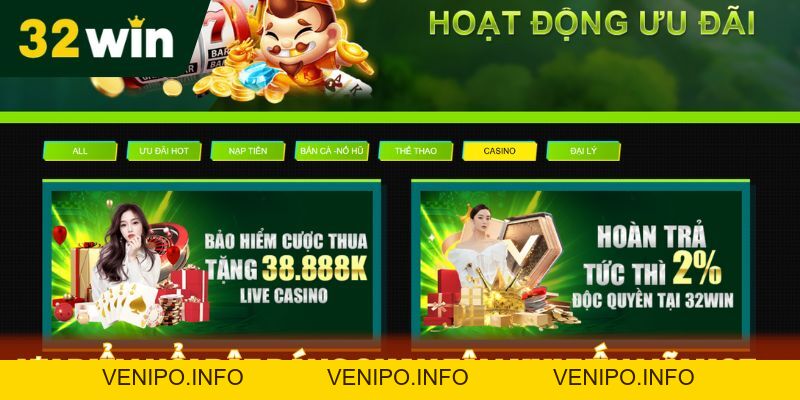Khuyến Mãi Hot - 32Win Cơ Hội Nhận Quà Cực Khủng - Venipo