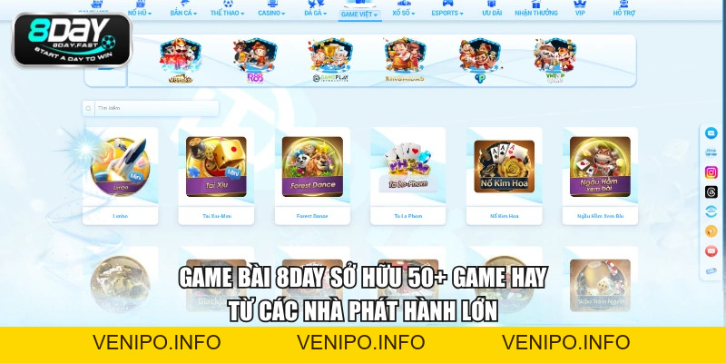 Game Bài 8DAY - Thiên Đường Đổi Thưởng Chuẩn Las Vegas - Venipo