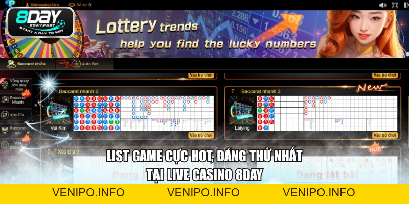 Live Casino 8DAY - Sòng Bạc Chân Thực, Đa Dạng Bàn Cược - Venipo