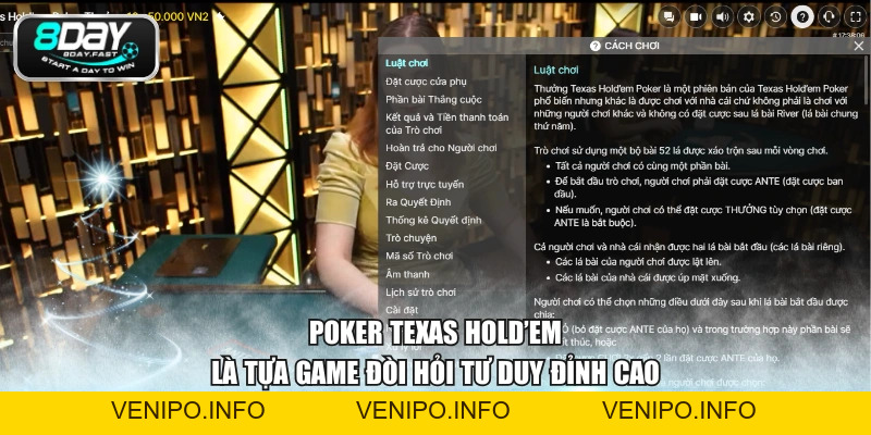 Luật Chơi Poker Texas Hold’em Chuẩn Xác Cho Tân Binh - Venipo