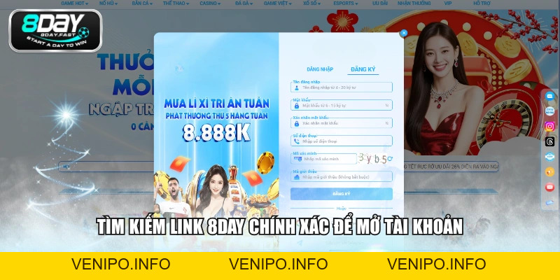 Hướng Dẫn Đăng Ký 8DAY Chi Tiết Chỉ Với 3 Bước Cực Nhanh - Venipo